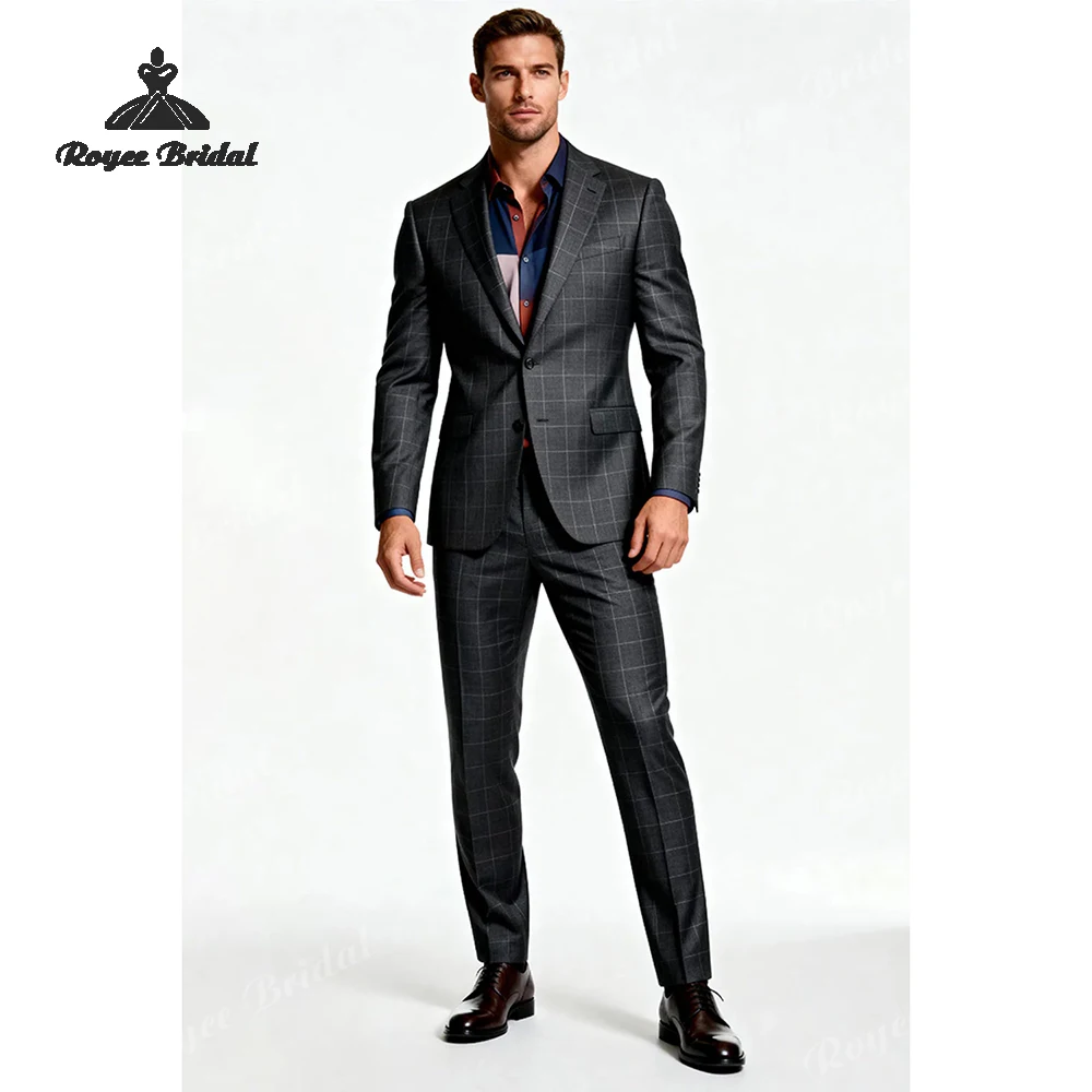 Striped  Two Piece Single Breasted Men's Suit Wedding 2026 Notched Lapel Evening Suit Customized trajes para hombre