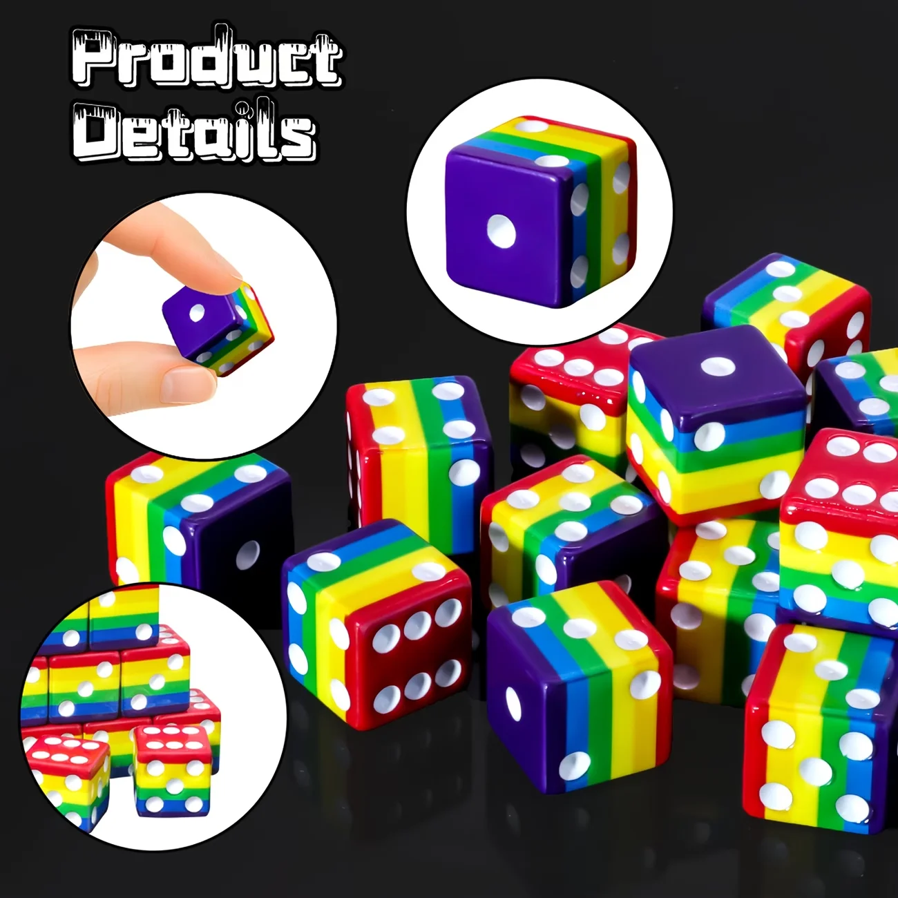12Pcs Rainbow D6 Dice Set, Suitable for Table Games, Board Games RPG、DND、 Party Discounts, 6-Sided Dice