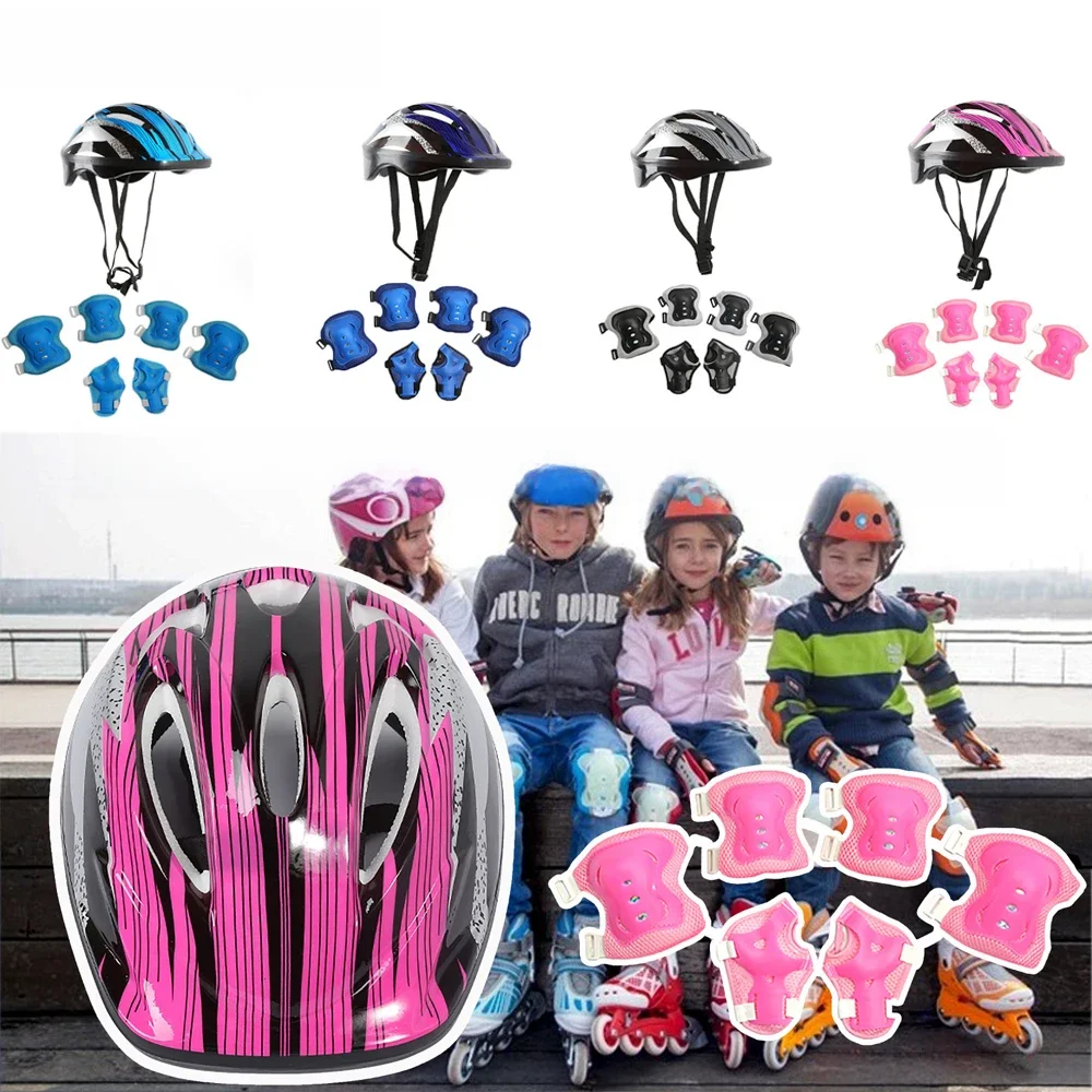 AliExpress UK 7Pcs/Set Roller Skating Kids Boy Girl Safety Helmet Knee Elbow Pad Sets Cycling Skate Bicycle