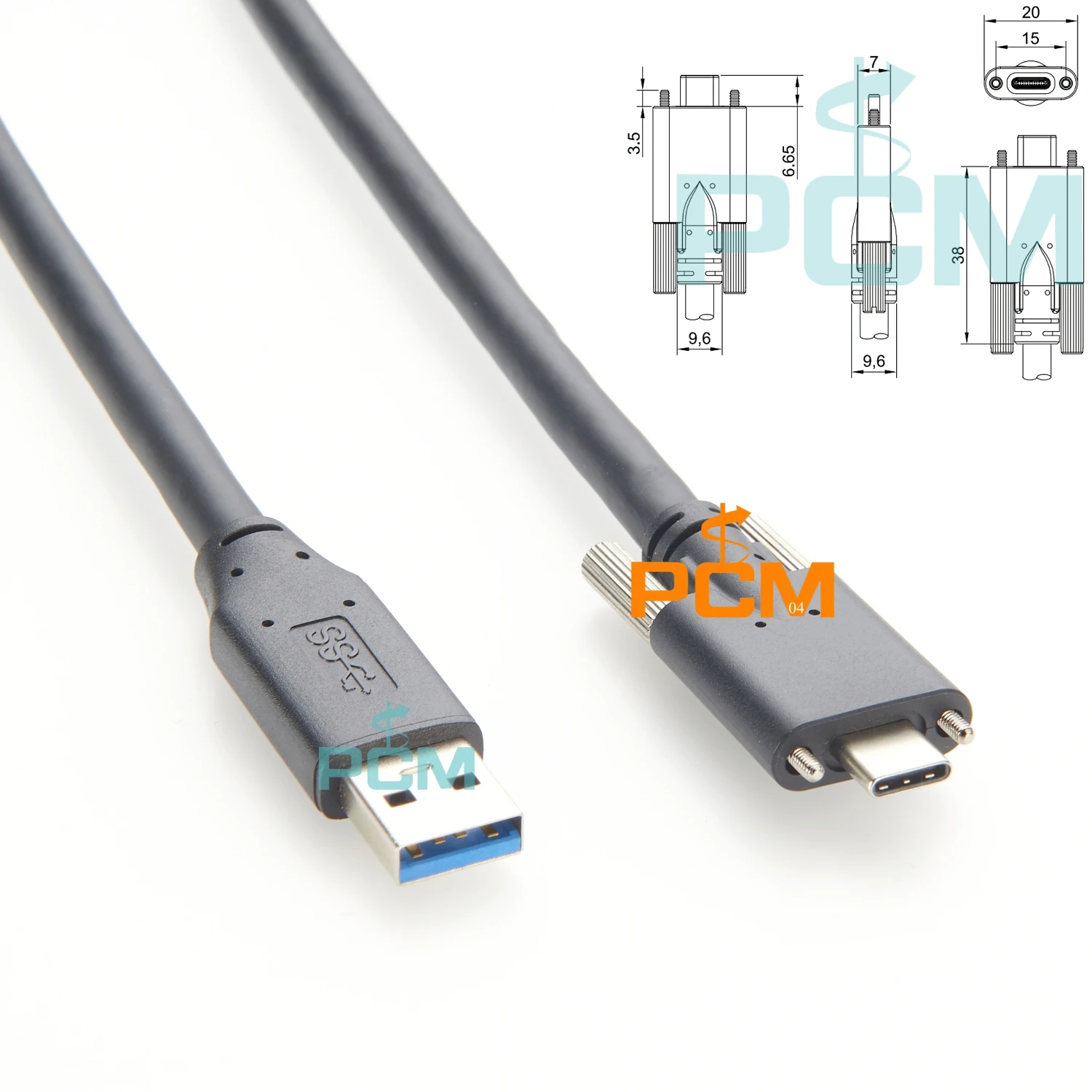 Schraubverriegelung, Panelmontage, aktives USB 3.0-auf-Typ-C-Kabel mit Repeater-Signalverstärker für 10 m lange Distanz-Hochgeschwindigkeitsübertragung