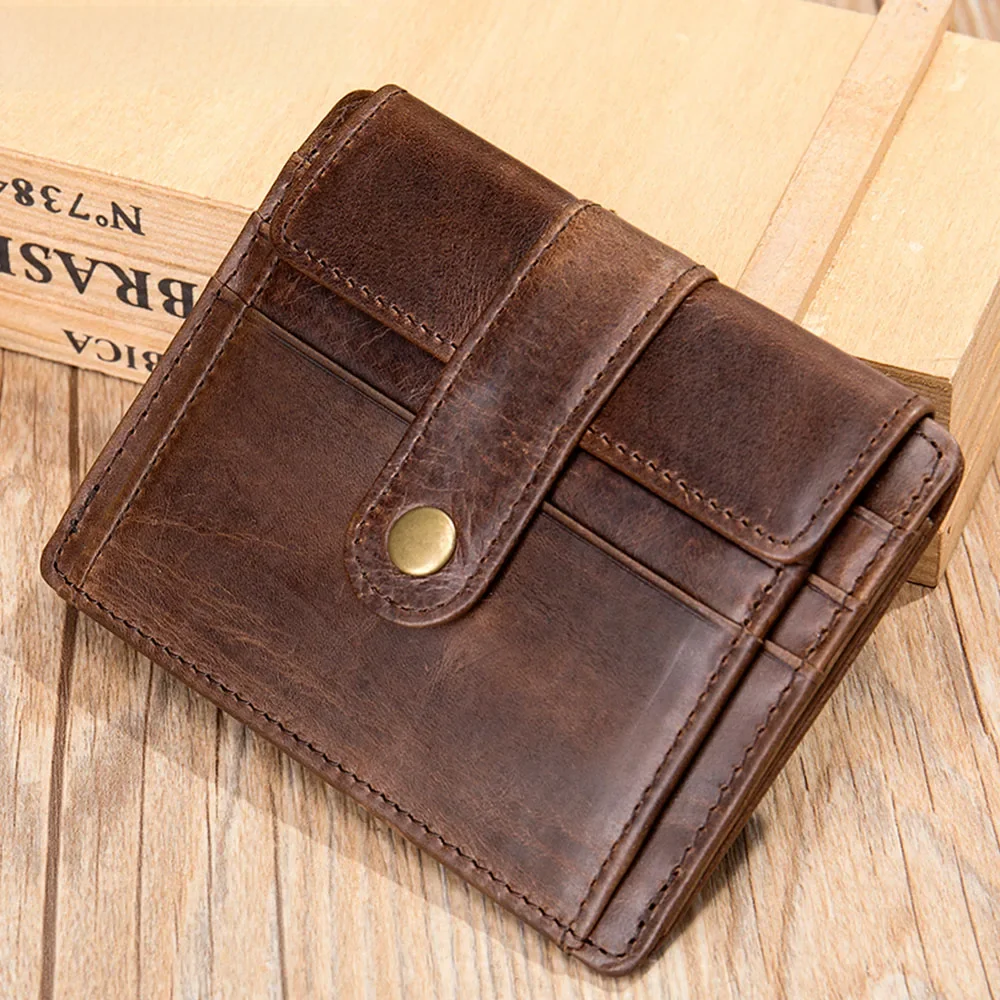 WESTAL Portmonetka męska skórzana na portfele na monety Vintage etui na karty kredytowe Hasp wizytówki dla mężczyzn portfele na zdjęcia portmonetki na monety — zdjęcie 2