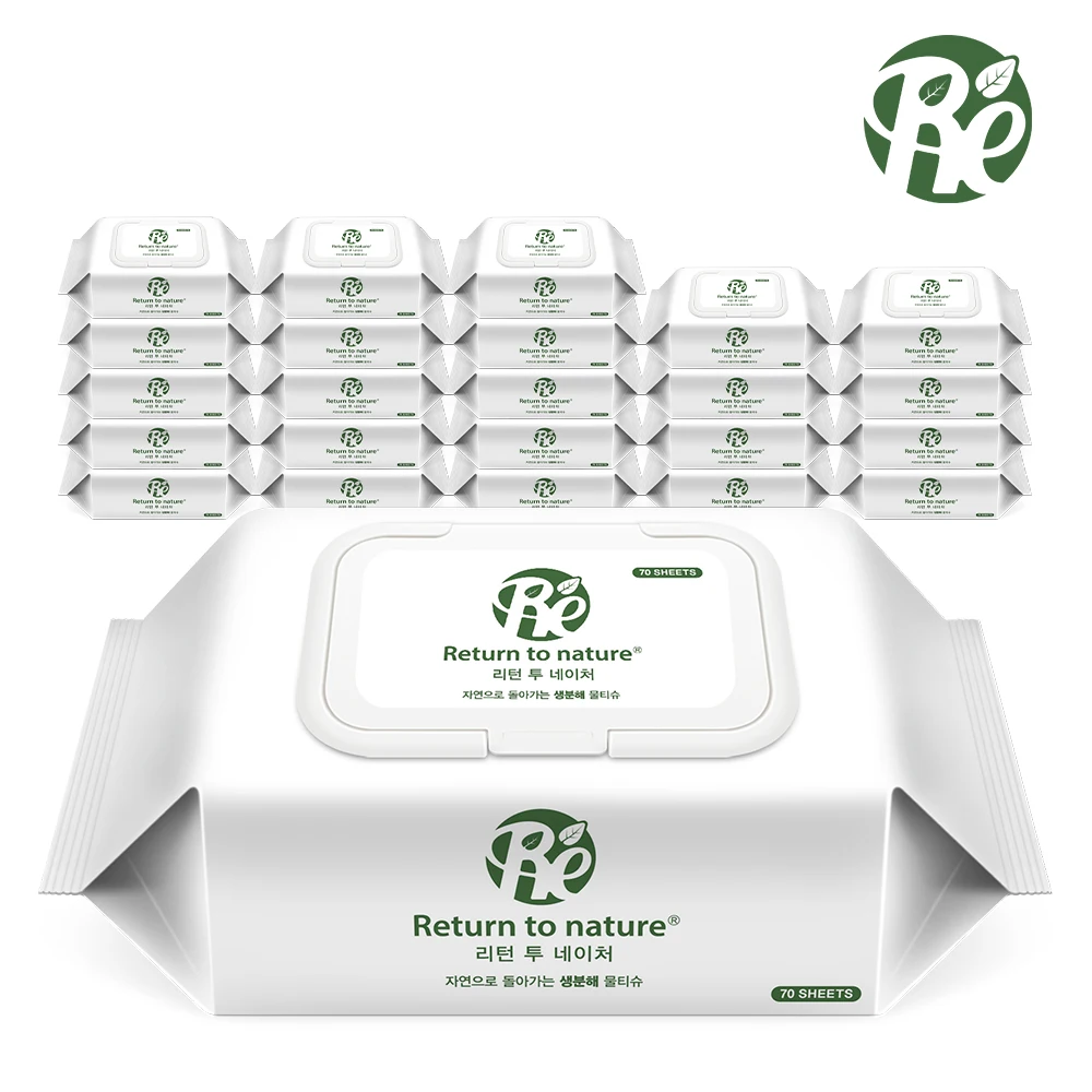 70x24 Pack of 100% biodissolving wipes cap for return to contact