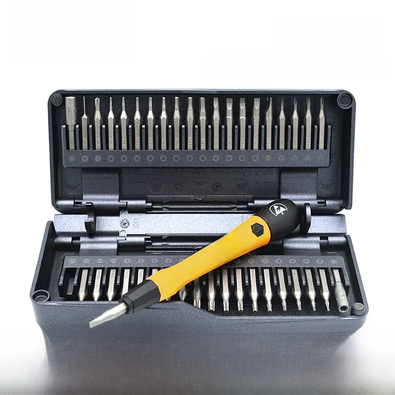 Wiha 44624 Micro-bit Set 40 in 1 Magnetic Electrostatic Dissipative Screwdriver Bit Set with Extension Rod Z6901C4 Safe Storage