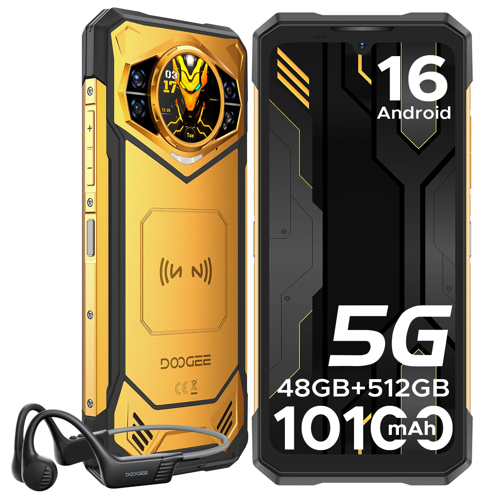 DOOGEE S200 X 5G Robuuste Smartphone 6.72" FHD+120Hz Wereldpremière 12GB 512GB 100MP AI Hoofdcamera 7050 10100mAh Batterij MTK Dimensity