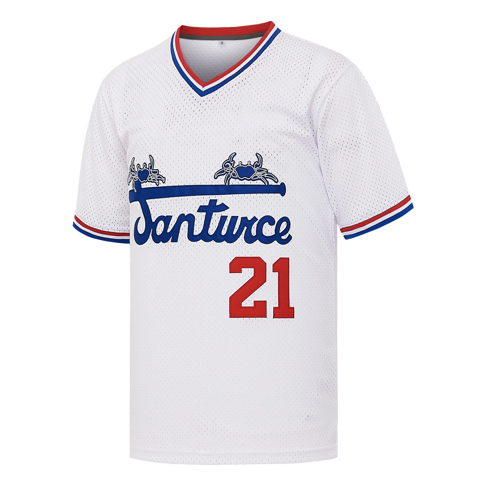 Men's Santurce Crabs #21 Roberto Clemente Baseball Jersey Letter Embroidery , V-Neck Retro Pullover Sportswear, Game Day Gift