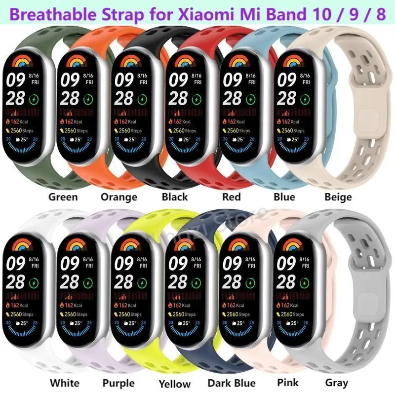 Pulseira de silicone para xiaomi mi band 10 esportes pulseira inteligente para mi band 9 8 nfc substituição pulseira acessórios