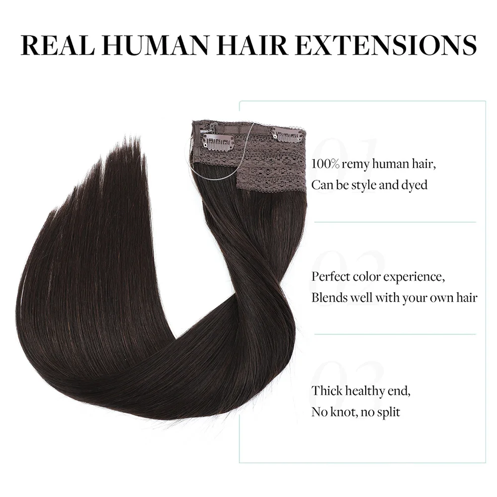 Extensões de cabelo de fio invisível milagre fio extensões de cabelo humano linha de peixe extensões de cabelo real pedaço de cabelo extensão de cabelo humano