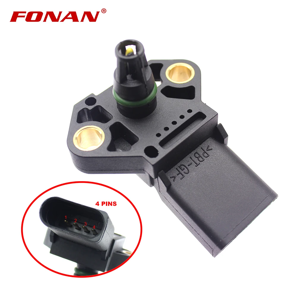 

FONAN MAP Manifold Absolute Pressure Sensor For Audi A3 8P1 2.0 16V TFSI Hatchback Petrol 2004 - 2012 038906051D 0261230073