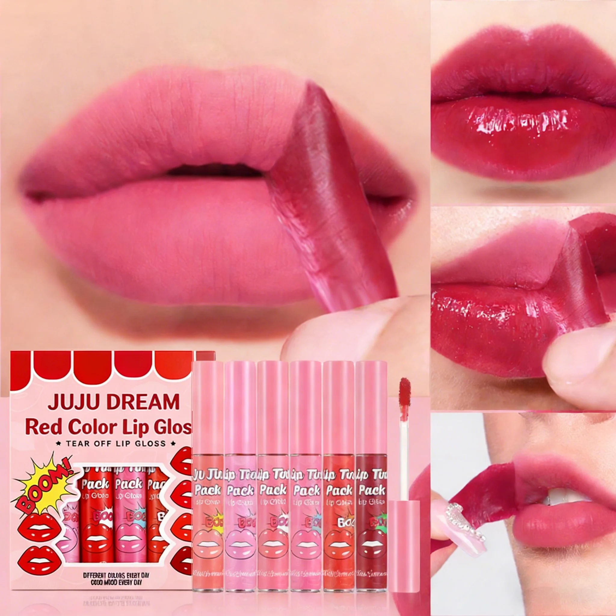 Set Peel-Off Lip Stain Waterproof Transfer Resistant Tear Off Peel Off Lipstick Makeup Matte Lip Long Lasting Non-Stick Cup