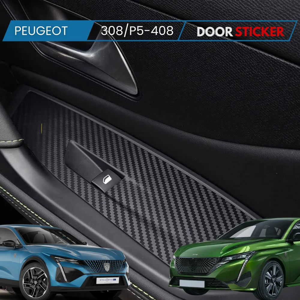 Set di finiture in vinile su misura per Peugeot 308 /P5 - Peugeot 408 – Stile carbonio opaco | Kit avvolgimento interno a quattro porte