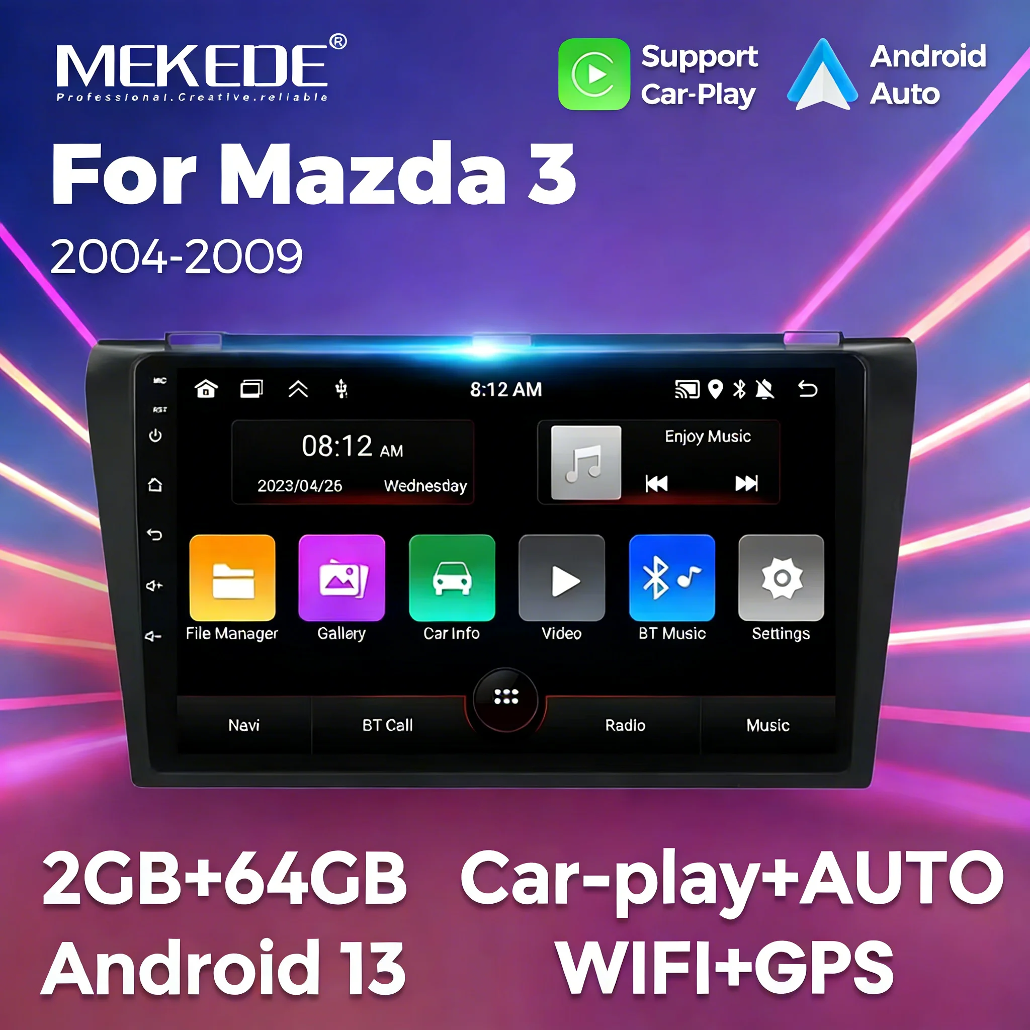 

MEKEDE GPS Carplay For Mazda 3 2003-2009 Car Multimedia Android Intelligent System 2 Din Receiver IPS Touch Screen No 2 Din