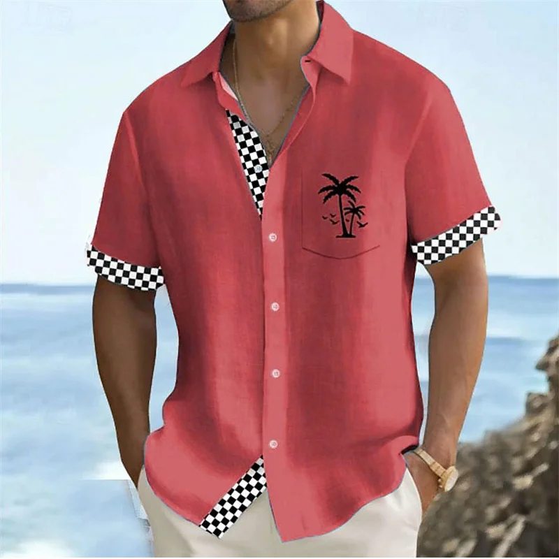 Camisa de manga corta con solapa para hombre, ropa hawaiana informal, talla grande, XS-5XL, 11 colores, novedad de verano