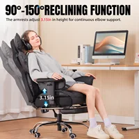 Office Chair Ergonomic Leather High Back Gaming Chair with Footrest, Adjustable Armrests 5
