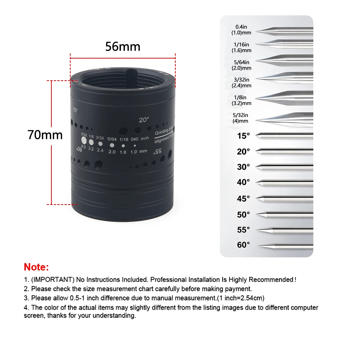 Tungsten Electrode Sharpener Grinder TIG Welding Tool with Cut-Off Slot 5 PCS Diamond Wheels CNC Mandrel Fits Most Rotary Tools