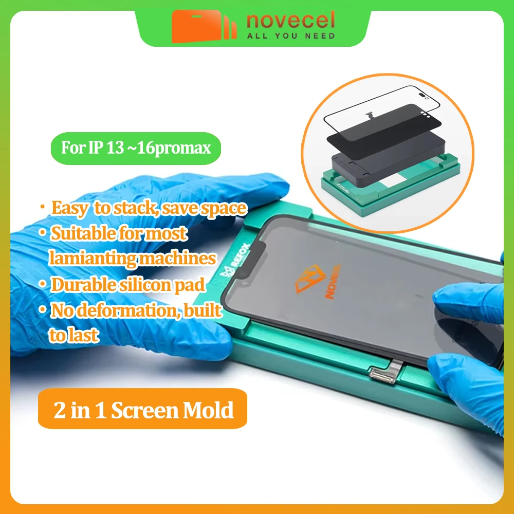 Refox 2 in 1 Alignment & Laminating Mold for iPhone 13 14 15 16 Pro Max Screen Glass Precision Position Mould Phone Repair Tools
