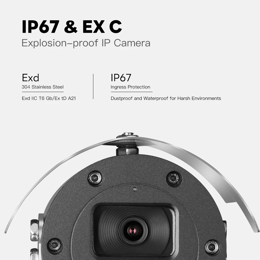 C 5MP SONY مقاوم للانفجار POE، مراقبة عالية الدقة، مقاوم للغبار ومقاوم للماء، للبيئات الخطرة، رؤية ليلية بالأشعة تحت الحمراء، أمان