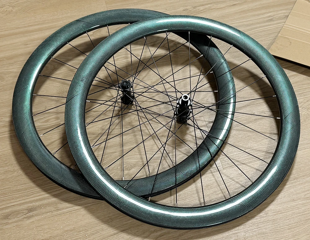 Rennrad-Scheibenbremsenlaufräder mit Ratchet-System, 700C 36T Wave Carbon Laufradsatz, 50mm Profilhöhe, Rennrad-Speichenlaufräder, 24 Speichen, Aero Carbonfaser-Laufräder – Detail 12
