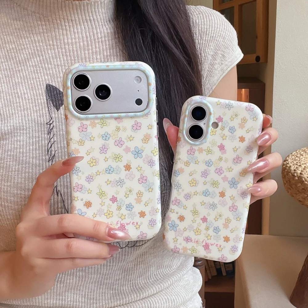 Aesthetic Colorful Small Floral Print Phone Case Suitable For iPhone 17 Pro Max 16 Max 17 16 15 Pro Sweet Girlys Anti-Fall Cover