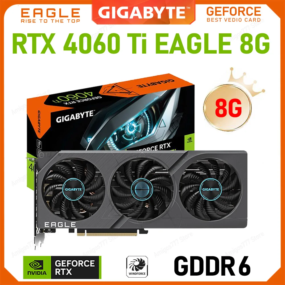 

GDDR6 Video Card GIGABYTE GeForce RTX 4060 Ti EAGLE 8G Graphics Card PCI-E 4.0 18 Gbps 128bit 8pin RTX 4060 Ti GPU New