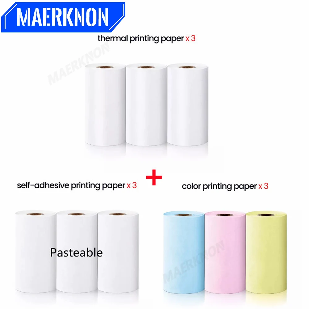 Portable Mini Printer Paper Thermal Paper Label Sticker Color Adhesive Self-adhesive Paper for Phone Photo Inkless Printing 57mm