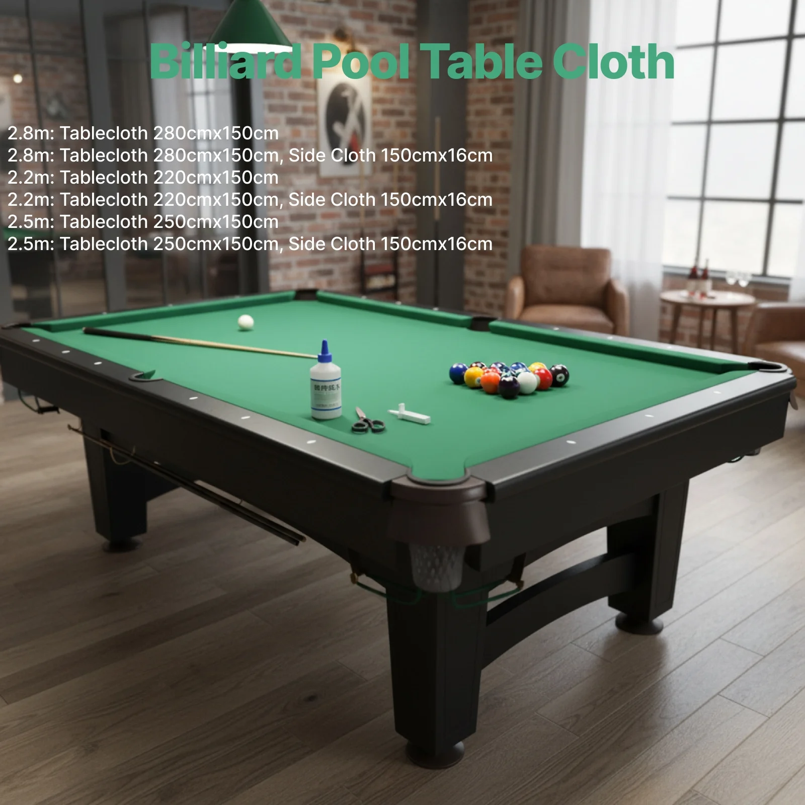 

Billiard Pool Cloth Pool Table Felt Indoor Pool Tablecloth Snooker Replacement Mat for Hotel Club Home Game Room