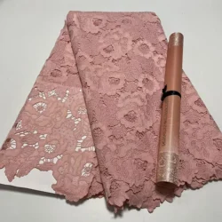 Nigerian Cord Guipure Lace Fabric 2025 High Quality Embroidery French Lace Material 5Yards With African Sego Headtie Aso Ebi