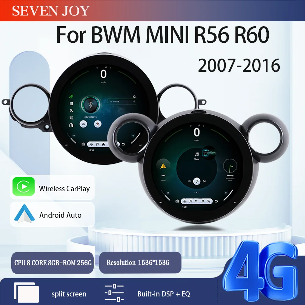 

Android 15 For BMW Mini Cooper R56 R60 2006-2016 OLD TO NEW Auto Carplay Car Navigation Stereo Multimedia Player 256GB GPS