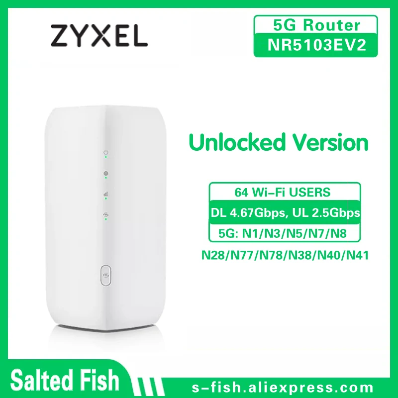 2024 NEW 5G ZYXEL NR5103EV2 5G NR Indoor Router 4.7Gbps WiFi6 4G LTE Cat19 Sim Card 5G WiFi CPE TS9 ports Unlocked