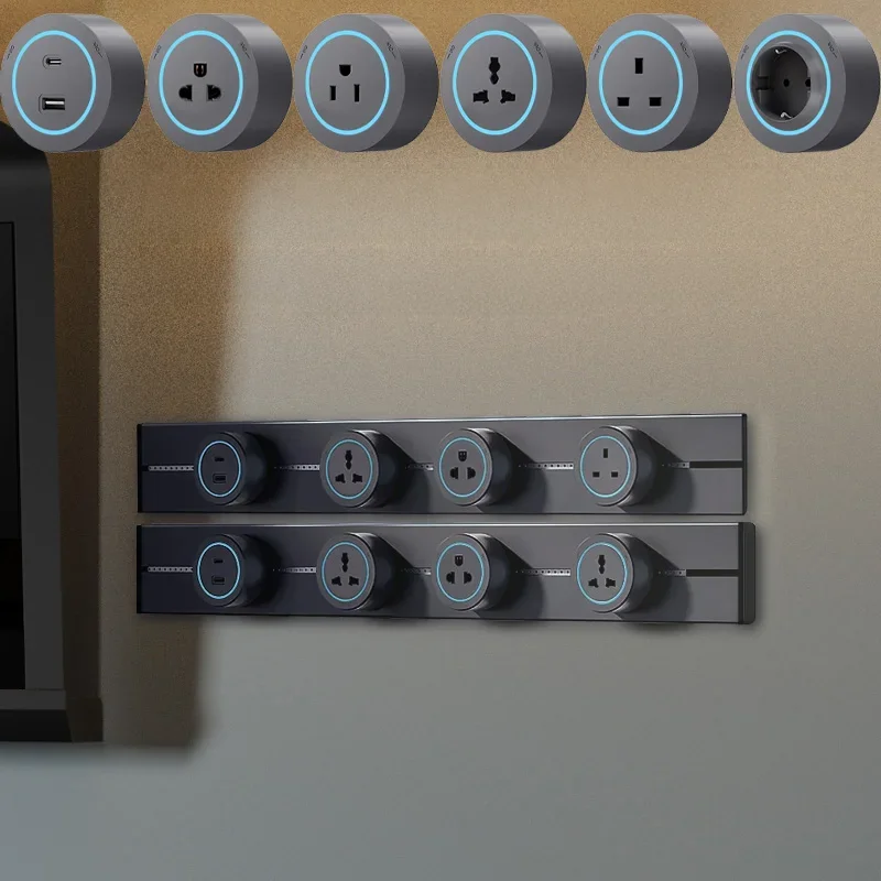 40 cm 50 cm prise de voie ferroviaire murale prises mobiles haut de gamme appareil ménager puissance 8000 W EU US UK Standard USB Type c Ports