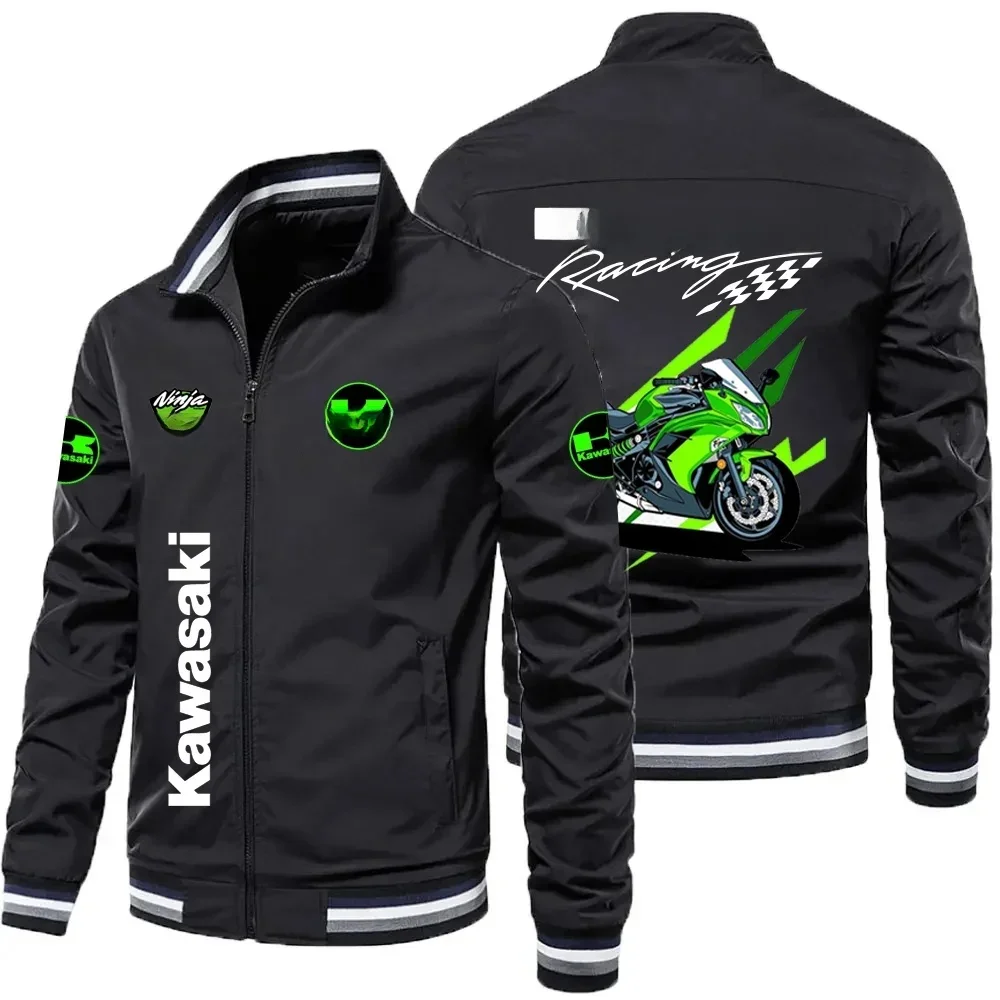 AliExpress 2025 New Men's Y2K Kawasaki Logo Motorcycle Zipper Jacket Sportswear Racing Coat Road Cycling Windbreaker Tops