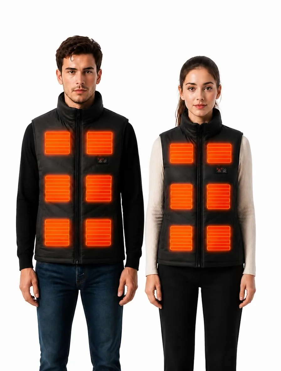 Men Women Heated Vest 21 Zones, Couple Style Winter Warm Outerwear Vest, Christmas Gift, 3 Gears Front Back Intelligent Temperature Control (Battery Not Included, Need Self-Prepare)