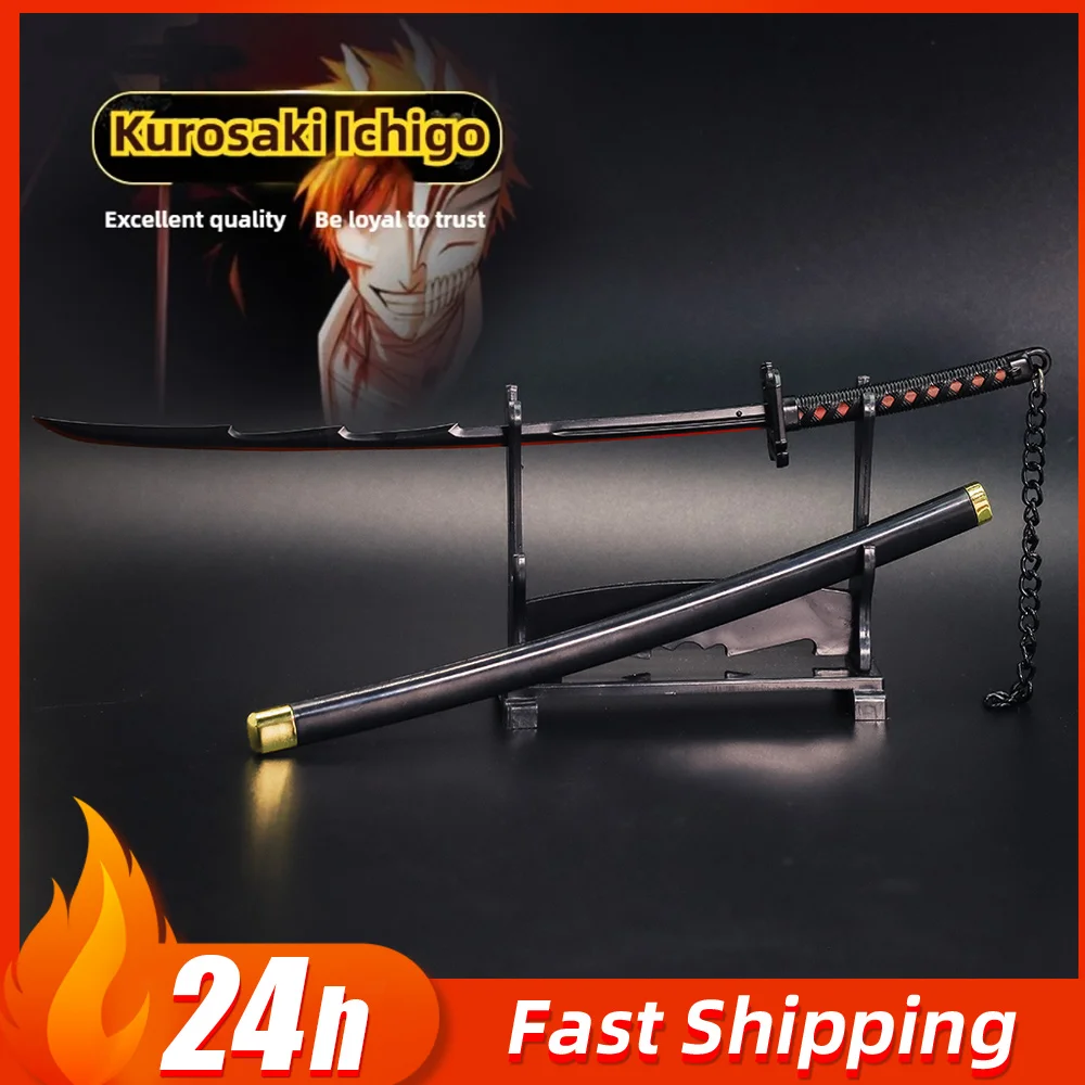 Bleach periféricos de animé espadas samurái modelo de juguete Katanas tamaño Real Kurosaki Ichigo Zangetsu con vainas regalo de adorno de escritorio
