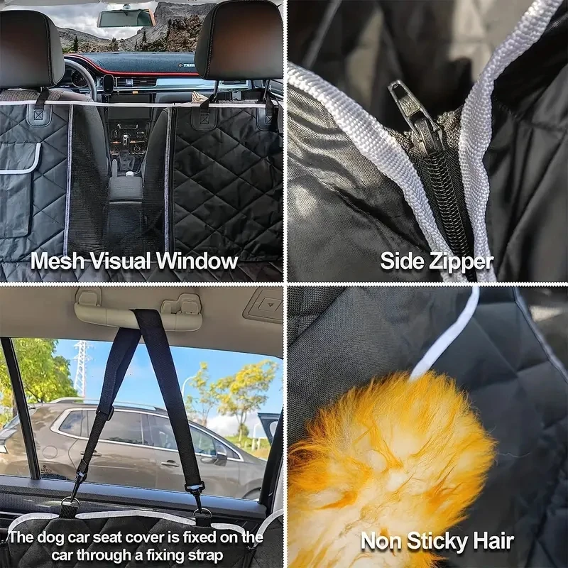 Universal Pet Car Seat Cover, Waterproof With Mesh Window And Storage Pocket, Durable Scratchproof Nonslip Dog Car Hammock