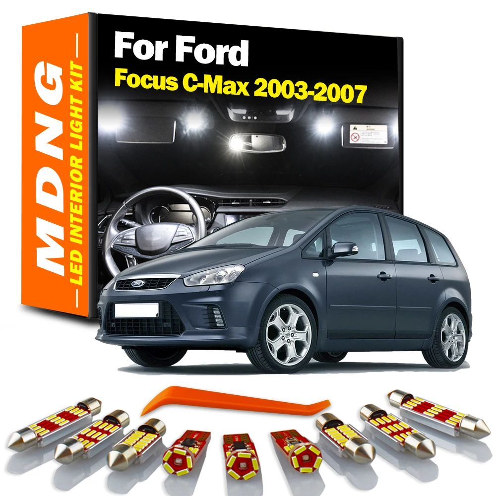 MDNG 16Pcs Indoor Lamp For Ford Focus C-Max Cmax C Max 2003 2004 2005 2006 2007 Car Bulbs LED Interior Map Dome Light Kit Canbus