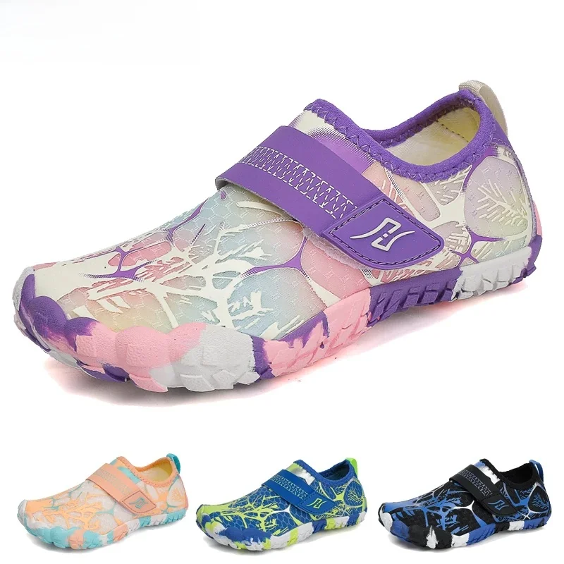 Chaussures aquatiques respirantes pour garçons et filles, bout Anti-bosse, conception de Drainage, chaussures d'eau de randonnée et de pataugeoire en plein air, chaussures pieds nus