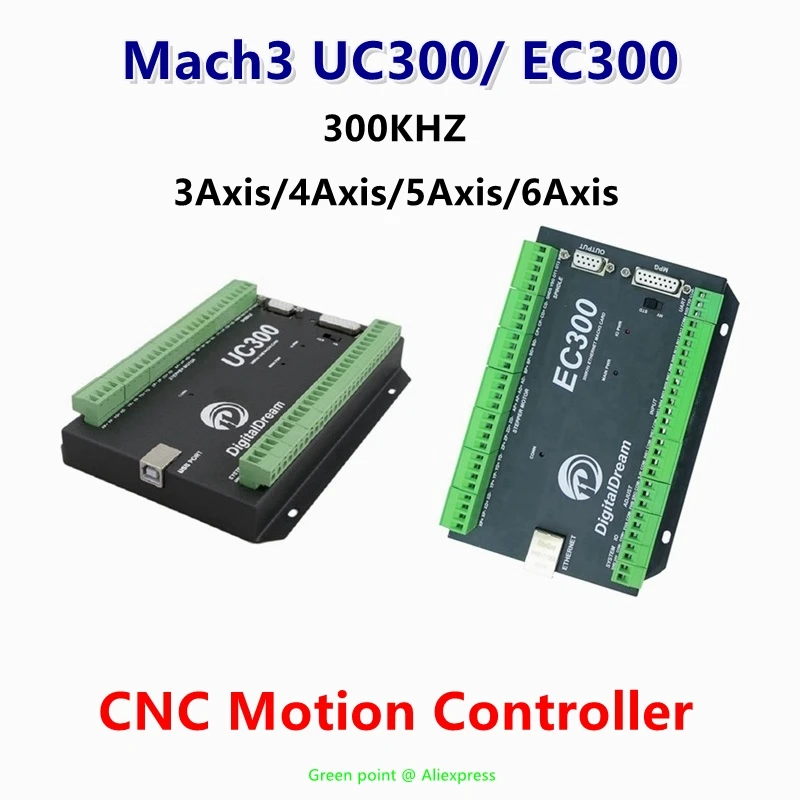 

UC300/EC300 Ethernet USB Mach3 Card 3/4/5/6 Axis CNC Motion Controller USB Interface Upgrade Frequency Output 300Khz For Milling