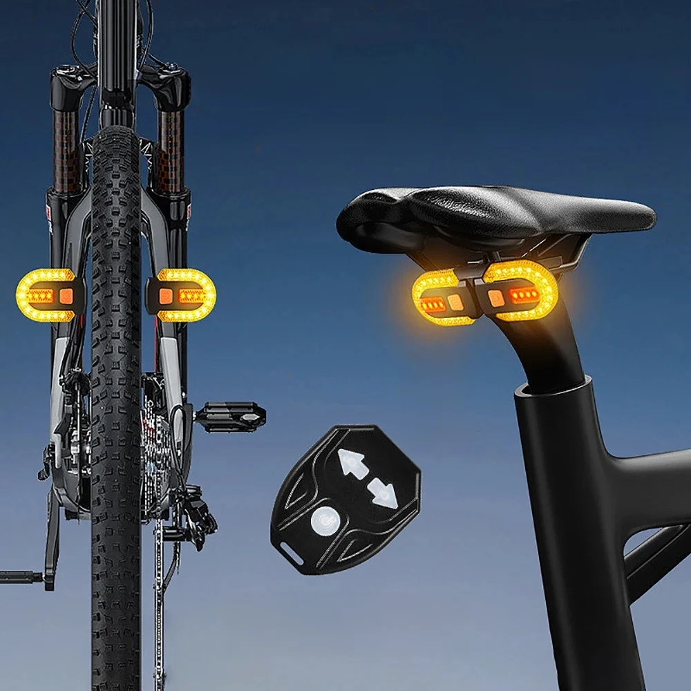 AliExpress Bicycle Turn Signal Light Wireless Remote Control Taillight LED Warning Tail Lamp USB Rechargeable Rear Lights Bike Accessories