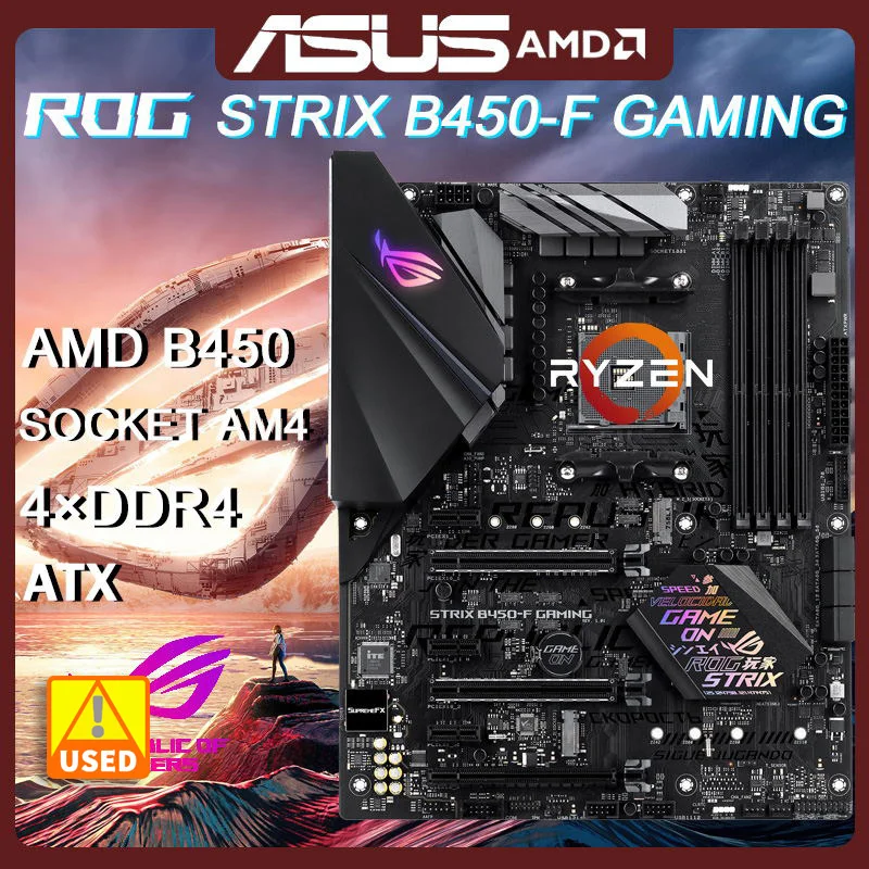 

B450 Motherboard ASUS ROG STRIX B450-F GAMING AM4 DDR4 64GB For Ryzen 5 5600X cpu AMD B450M PCI-E 3.0 M.2 USB3.1ATX