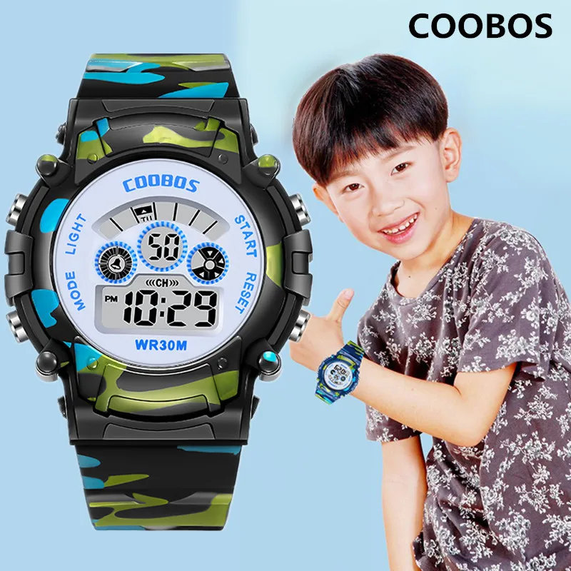 Luminous Camouflage Kids Watch Waterproof LED Digital Watch for Boys Girls Casual Sport Children Electronic Clock Reloj Infantil