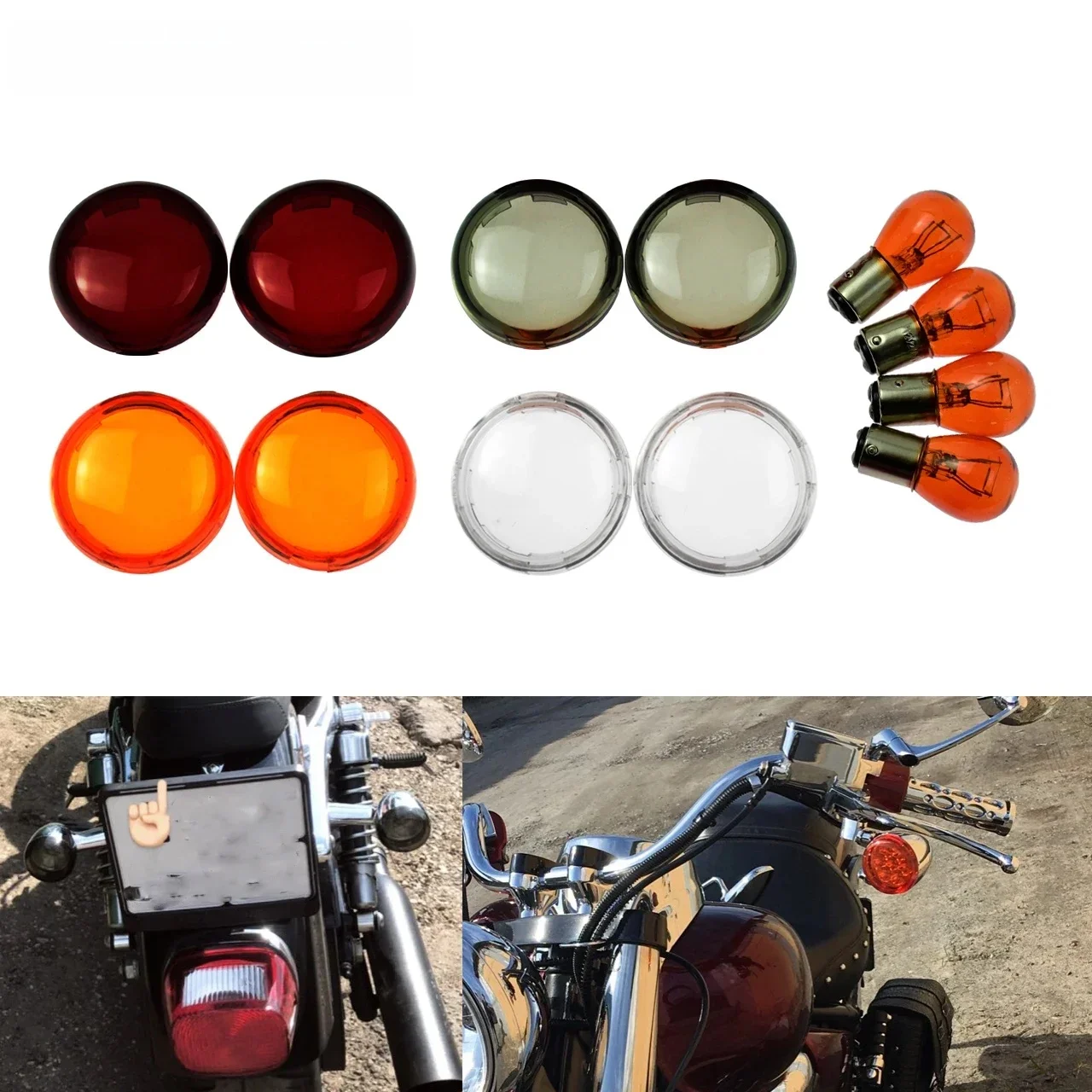 Housse d'objectif, avec clignotant de moto 2x, avec lumière rouge, fumée, Orange, clair, pour Harley Touring Softail Sportster XL Dyna