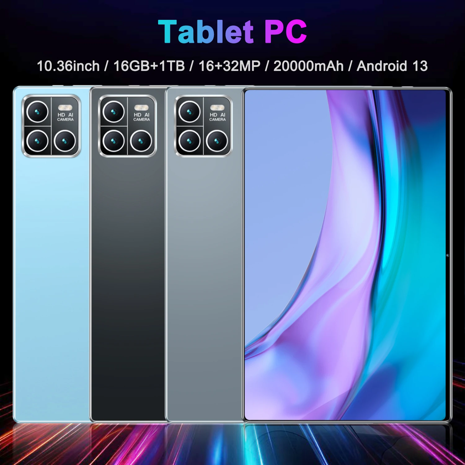 Immagine 3: Tablet 10.36 Pollici 16MP+32MP 16GB+1TB Android 13 5G Versione Globale 20000mAh WPS+5G WiFi Bluetooth Dual SIM con Funzione Chiamata
