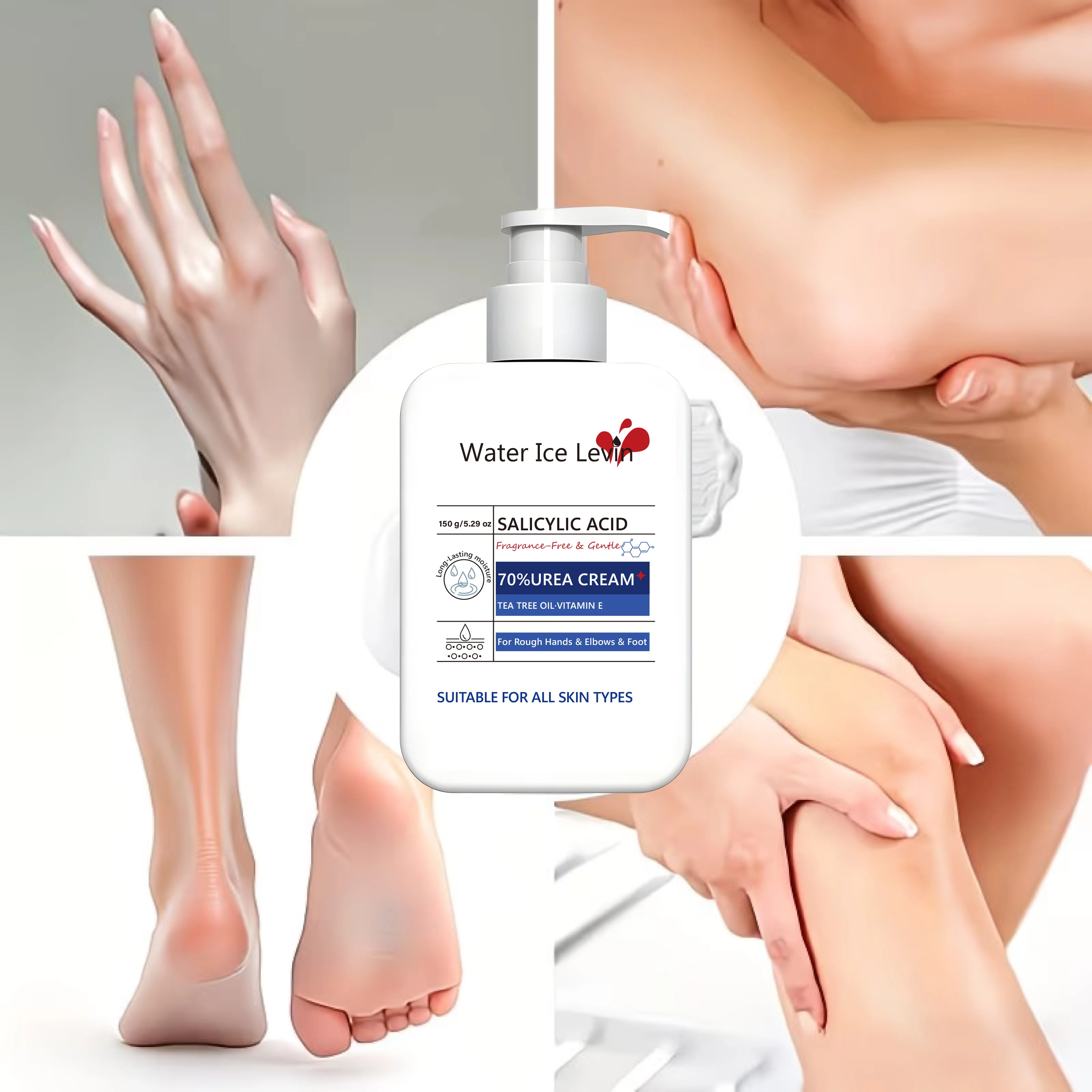 Water Ice Levin Urea Foot Cream 150g With Salicylic Acid Tea Tree Oil Vitamin E Moisturizing For Rough Hands Elbows Feet