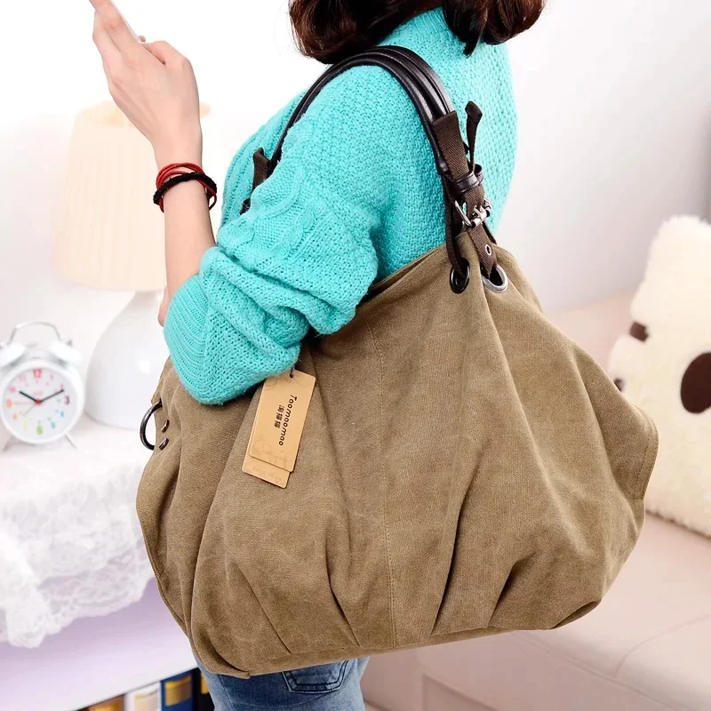 Torebki damskie Canvas Messenger torebki damskie Crossbody solidna torba na ramię Fashion Casual Designer torebka damska o dużej pojemności — zdjęcie 2