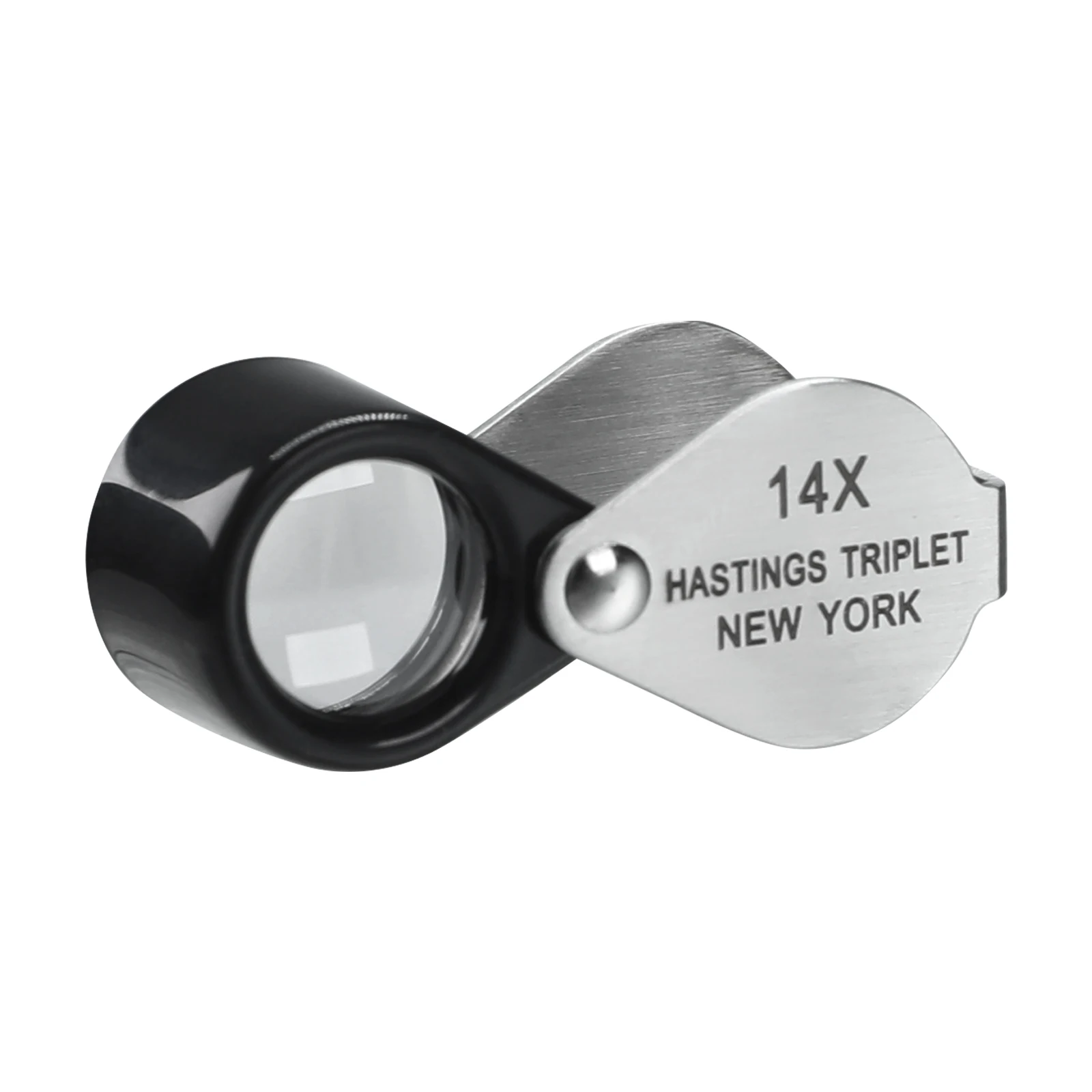 14X Hasting Loupe Jewelry Magnifier Magnification Mini Loupe Optical Glass Triplet Lens Stainless Steel Foldaway Pocket Size