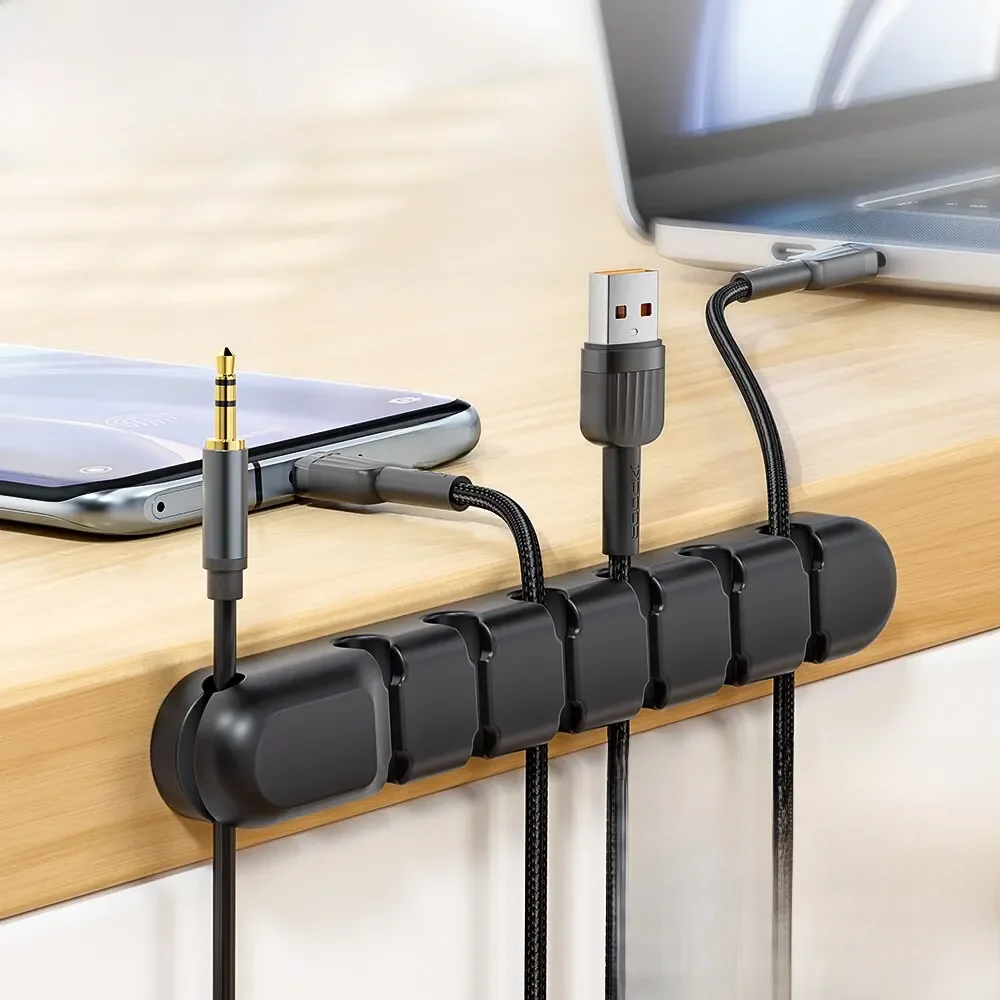 Toocki Kabel Draht Kabel Organizer Management 7-Loch-Halter USB Desktop Wickler Clip flexibel für Maus Tastatur USB Typ C Kabel