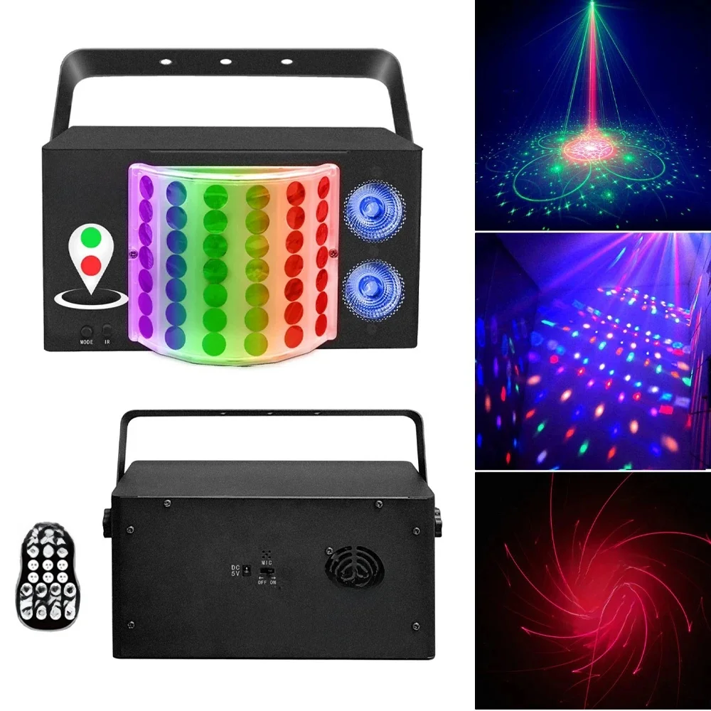 3IN1 Disco Party Light LED DJ Rave Strobe Lights Remote Control Stage Light Projecter Club Dance Lights For Christmas Music Show