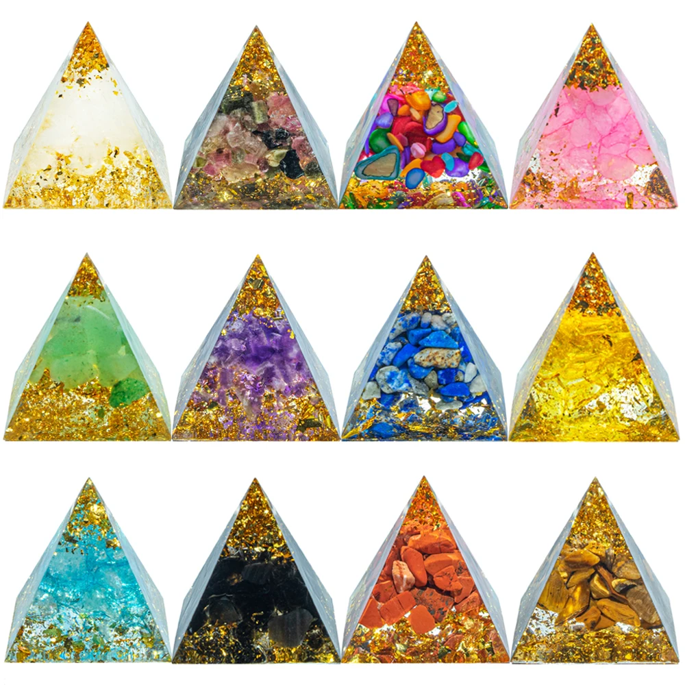 Mini pirámide de cristal Natural, generador de energía, cuarzo, amatista, Reiki, cristal curativo, Chakra, pirámide de resina, meditación,