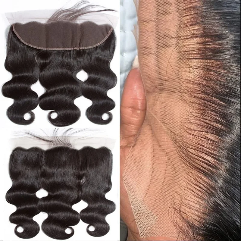 Alimice 13x4 Lace Frontal Human Hair Body Wave Ear to Ear Unprocessed Virgin Hair Lace Frontal Pre-Plucked with Baby Hair