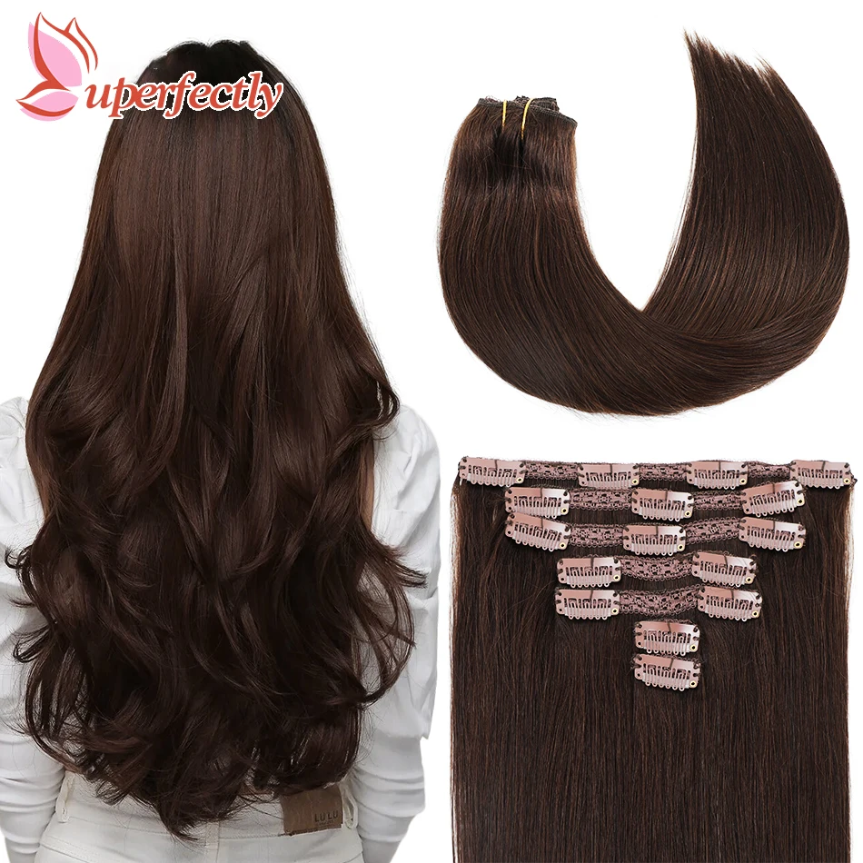 Clip In Hair Extensions 100% Human Hair 7 Pieces Bone Straight Clip Ins Hair Extension 50-100G Real Natural European Hair 14-28