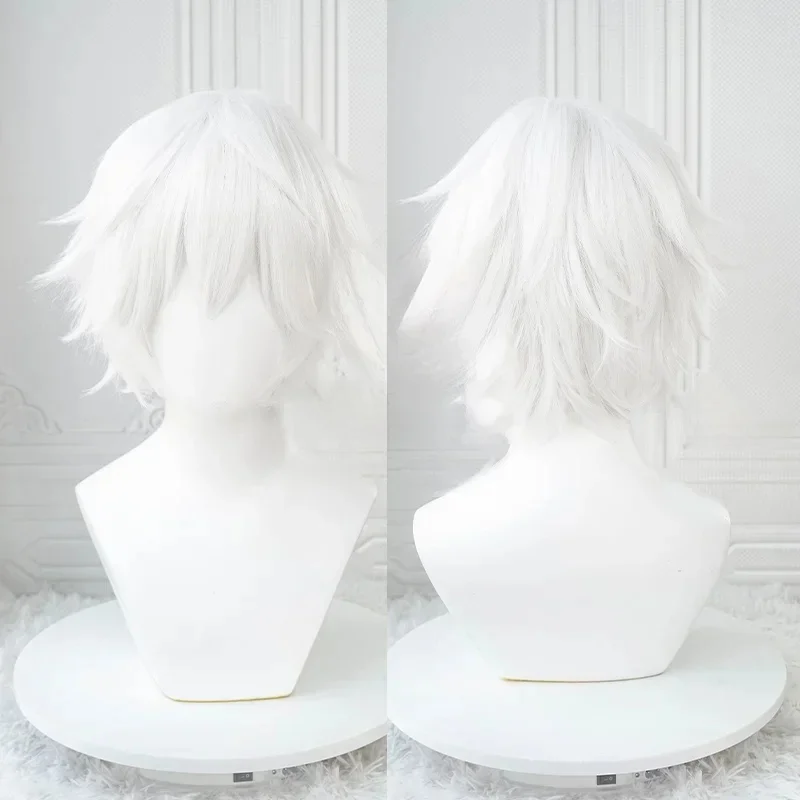 Anime Kaneki Ken peruki do Cosplay krótkie białe puszyste peruki przepaska na oko żaroodporne włosy syntetyczne impreza do odgrywania ról — 2